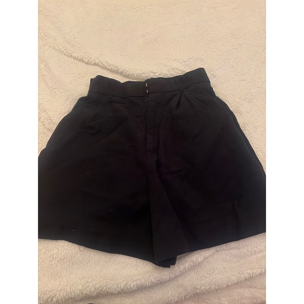 Zara Womens High Waisted Pleated Tailored Shorts Black Size XS